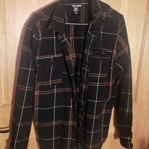 Hot Topic Black and Brown Checkered Shirt